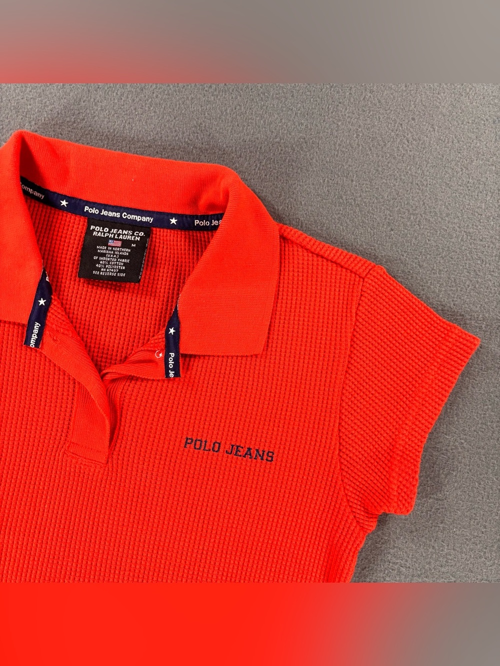 Vintage Polo Jeans Co. Ralph Lauren women's waffle knit polo shirt Size M